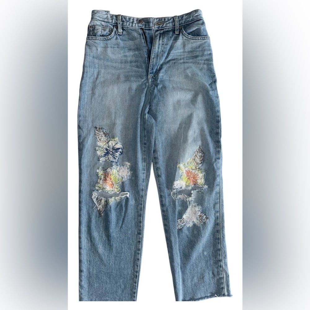 Joe’s Jeans The Debbie High Rise Straight Crop Jeans Floral Embroidered Sz 25 - Picture 2 of 10